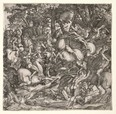 Alastomien miesten taistelu, 1517. tekijältä Domenico Campagnola