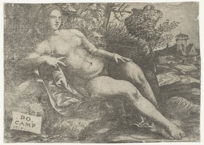 Makaava Venus maisemassa tekijältä Domenico Campagnola