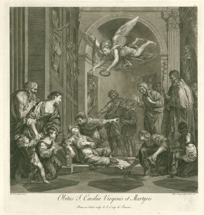 Dood van de heilige Cecilia Pyhän Cecilia neitsyt ja marttyyri kuolema (otsikko esineessä) Italian schilderkunst (sarjan nimi) Italian maalauskoulu (sarjan nimi) tekijältä Domenico Cunego
