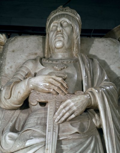 Kuninkaan kuva, yksityiskohta katolisten kuninkaiden haudasta (marmori). tekijältä Domenico Fancelli