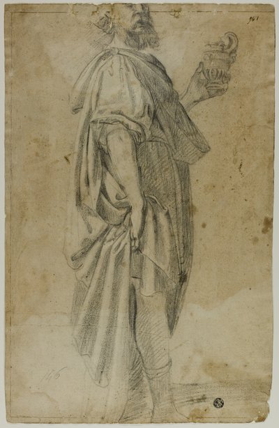 Pysyvä Magus (recto); Luonnos tallista ja puista (käänteinen) tekijältä Domenico Fiasella