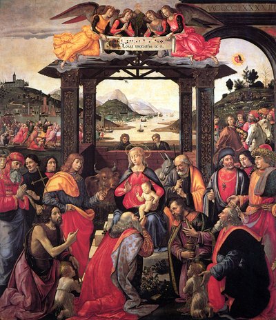 Ospedali degli Innocenti Ospedali degli Innocenti -pyhäkodista peräisin oleva Taivaankirkon palvominen. tekijältä Domenico Ghirlandaio