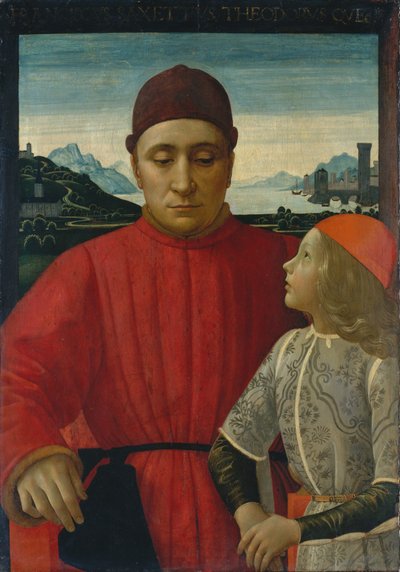 Italian kieli: Francesco Sassetti ja hänen poikansa Teodoro Francesco Sassetti ja hänen poikansa Teodoro - muotokuva tekijältä Domenico Ghirlandaio