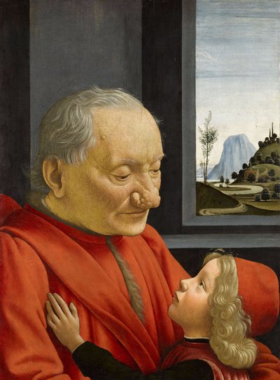 Italian: Ritratto di vecchio con nipote Vanha mies ja hänen lapsenlapsensa tekijältä Domenico Ghirlandaio