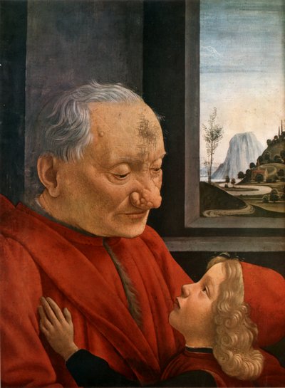 Italian: Ritratto di vecchio con nipote Vanha mies ja hänen lapsenlapsensa tekijältä Domenico Ghirlandaio