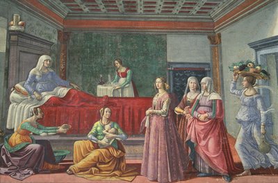 Pyhän Johannes Kastajan syntymä tekijältä Domenico Ghirlandaio