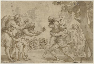 Hercules Antaeuksessa tekijältä Domenico I Piola