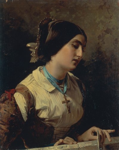 Lucia, Lombard-nainen, Domenico Induno, öljy kankaalle tekijältä Domenico Induno