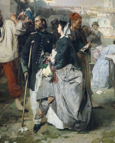 Uutiset Villafrancan rauhasta, kirjoittanut Domenico Induno, yksityiskohta tekijältä Domenico Induno