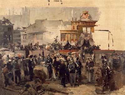 Galleria Victor Emmanuel II:n kulmakiven muuraus Milanossa 7. maaliskuuta tekijältä Domenico Induno