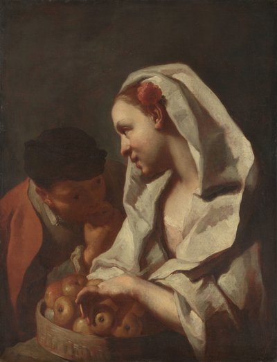 Tyttö myy hedelmiä tekijältä Domenico Maggiotto (attributed to)