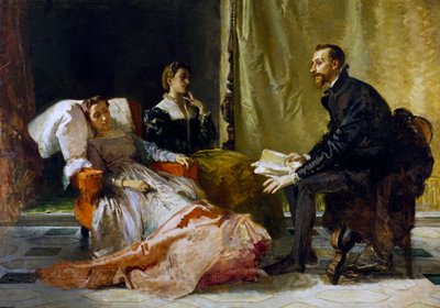 Torquato Tasso (1544-1595) lukee Jerusalemin toimitettuna Eleonora d
