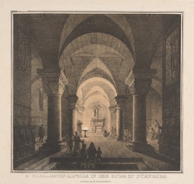 Merkittäviä keskiajan rakennuksia Saksassa: St. Margarets Chapel in the Imperial..., 1819. tekijältä Domenico Quaglio