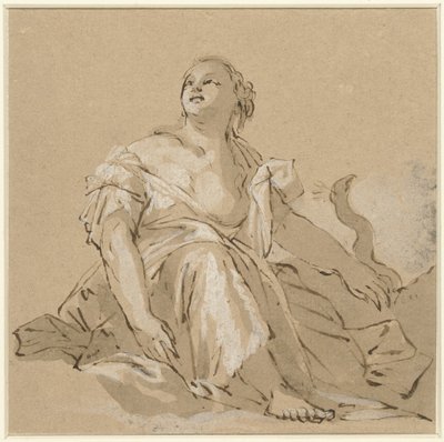 Istuva Juno pilvien päällä tekijältä Domenico Zanetti (attributed to)