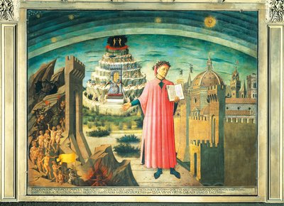 Dante ja hänen runonsa "Jumalainen komedia" tekijältä Domenico di Michelino