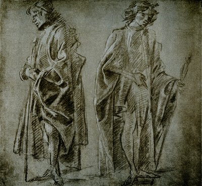 Verhotutkimukset kahdelle mieshahmolle tekijältä Domenico school of Ghirlandaio
