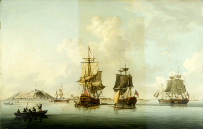 Hyökkäys Goreen, 29. joulukuuta 1758: alukset ankkurissa toiminnan jälkeen tekijältä Dominic Serres