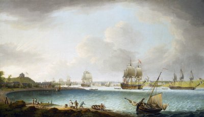 Britannian kuninkaallisen laivaston sota-aluslaivue Plymouthissa, Englannissa. Öljy kankaalle tekijältä Dominic Serres