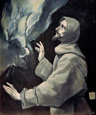 Pyhä Franciscus vastaanottamassa stigmat, noin 1585-1590. tekijältä Dominico El Greco