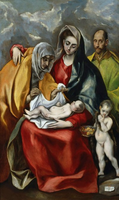 Pyhä perhe nuoren Johannes Kastajan kanssa, n. 1585. tekijältä Dominico El Greco