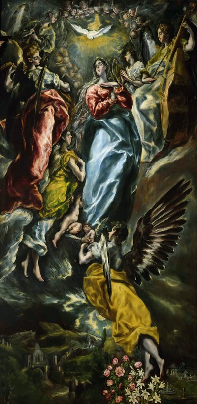 Neitsyen tahraton sikiäminen, n. 1608-1610. tekijältä Dominico El Greco