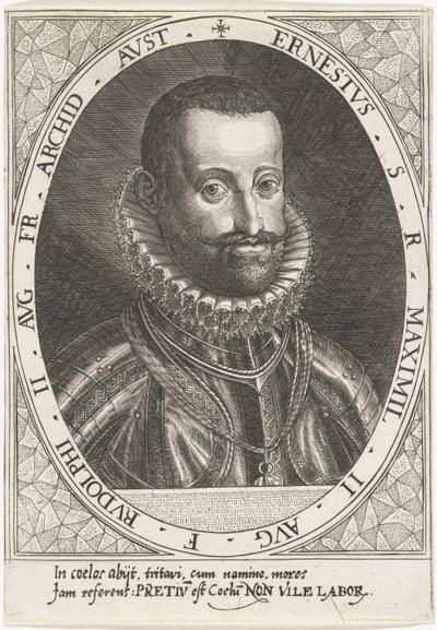 Itävallan arkkiherttua Ernestin muotokuva 1553-1595, noin 1595-1597 tekijältä Dominicus or Custodis Custos
