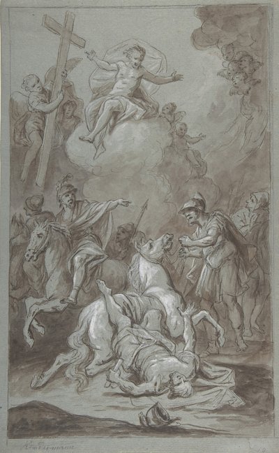 Pyhän Paavalin kääntyminen recto, Vangin teloitus verso, 1700-1800-luvun alku. tekijältä Dominik Kindermann