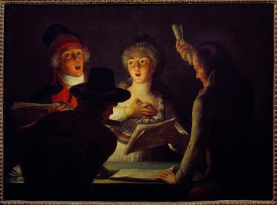 Ranskan vallankumous: ""Isänmaalliset laulajat"" Dominique Doncren (1743-1820) maalaus 1794 su. 0,45 x 0,61 m Pariisi, Carnavalet-museo tekijältä Dominique Doncre