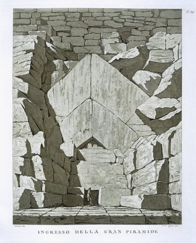 Sisäänkäynti pyramidiin, kaiverrus Rossi (litho) tekijältä Dominique Vivant Denon