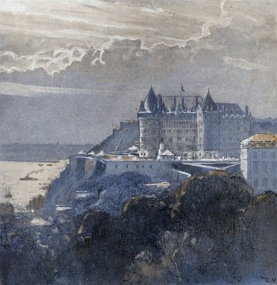 Quebec ja Chateau Frontenac (väri litho) tekijältä Donald (after) Maxwell