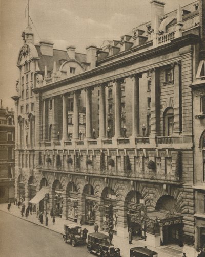 Piccadilly-hotellin etelärintama, pystytetty vuonna 1908, vuonna 1935. tekijältä Donald McLeish