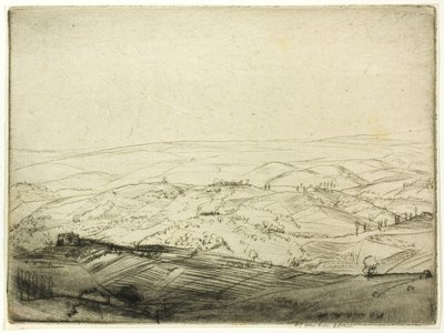 Luonnos San Gimignanon muureilta tekijältä Donald Shaw MacLaughlan