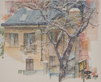 Bussipysäkki, 2011 (akvarelli paperille) tekijältä Donatella Merlo
