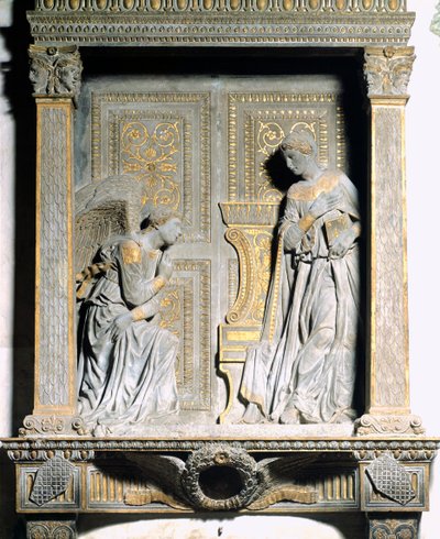 Donatellon (noin 1386-1466) julistus, Basilica di Santa Croce (Pyhän Ristin basilika) Firenzessä, Toscanassa tekijältä Donatello