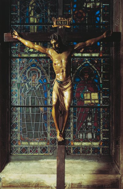 Italia, Firenze, Santa Crocen kirkko, krusifiksi tekijältä Donatello