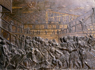 Italia, Padova, Pyhän Anthony Padovalaisen basilika, Pyhä Antonius parantaa nuoruuden jalkaa, kirjoittanut Donatello (noin 1386-1466), reliefi tekijältä Donatello