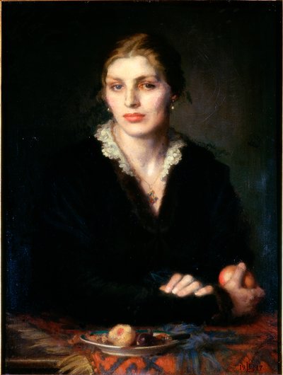Lady with Fruit Gladys Holman Hunt, 1917 öljy kankaalle tekijältä Dorothea Landau