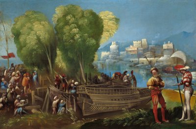 Aeneas ja Achates Libyan rannikolla, n. 1520. tekijältä Dosso Dossi