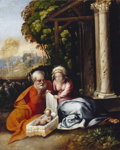 Pyhä perhe, n. 1516 (öljy puulevylle) tekijältä Dosso Dossi