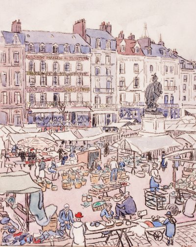 Place Nationale, Dieppe, n.1910 (liitu ja wc paperille). tekijältä Douglas Fox Pitt