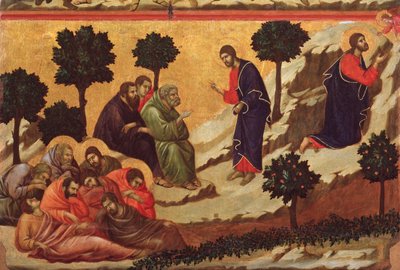 Pihaa puutarhassa. Maesta alttaritaulu (tempera puulla tekijältä Duccio di Buoninsegna