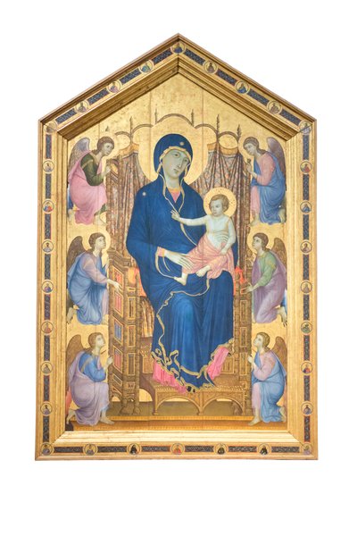 Madonna ja lapsi valtaistuimella enkelien kanssa tekijältä Duccio di Buoninsegna
