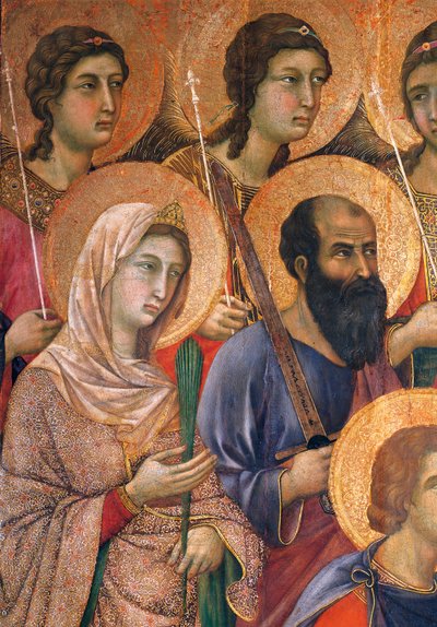 Duccio-alttaritaulu Sienan katedraalissa, Duccio di Buoninsegna (noin 1255 - ennen 1319), tempera puulla, 212x425 cm, yksityiskohta tekijältä Duccio di Buoninsegna
