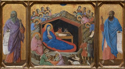 Syntymäjumalanpalvelus profeettojen Jesajan ja Hesekielin kanssa tekijältä Duccio di Buoninsegna