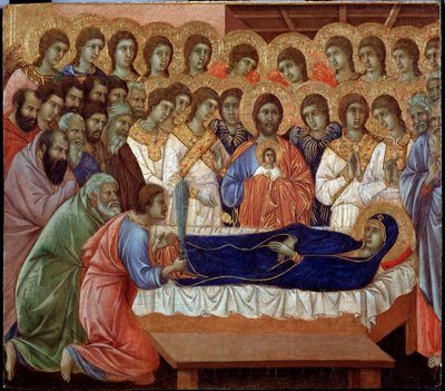 Neitsyen nukkuminen (Maestan yksityiskohta) (Maalaus tekijältä Duccio di Buoninsegna