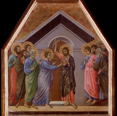 Pyhän Tuoman epäusko. Maesta alttaritaulu - (tempera ja kulta puulla tekijältä Duccio di Buoninsegna