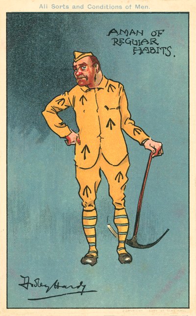 Rikos ja rangaistus: vanki pitelee hakkua (chromolitho) tekijältä Dudley Hardy