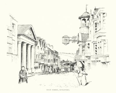 High Street, Guildford (litografia) tekijältä Duncan Moul