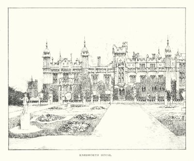 Knebworth House (litografia) tekijältä Duncan Moul