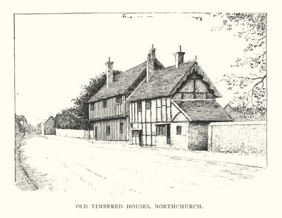 Old Timbered Houses, Northchurch (litografia) tekijältä Duncan Moul